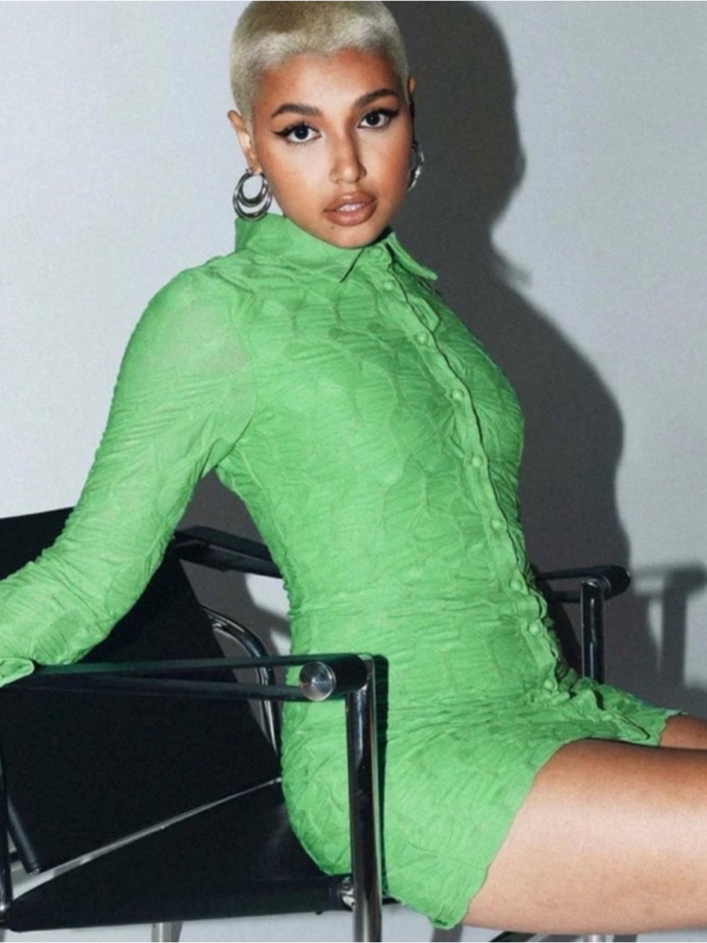 NWT Princess Polly Calvert Long Sleeve Mini Dress Green 4 6
